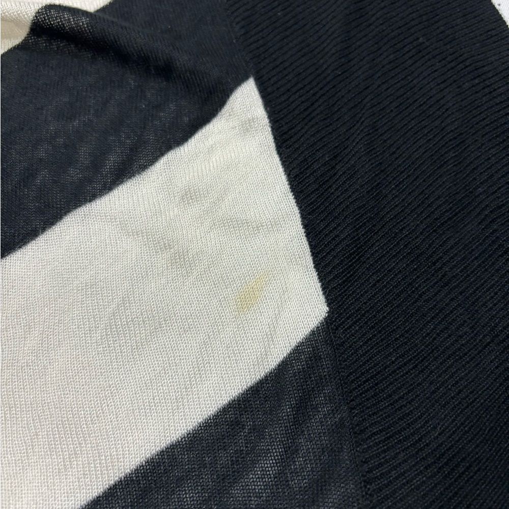 Black & White Viscose Striped Open Front Cardigan Dolman Sleeve Asymmetrical - Picture 8 of 9